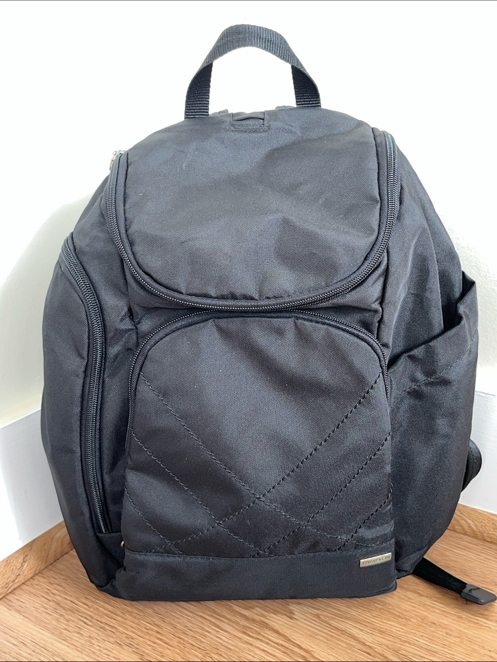 Travelon Black Quilted Front-Pocket Backpack